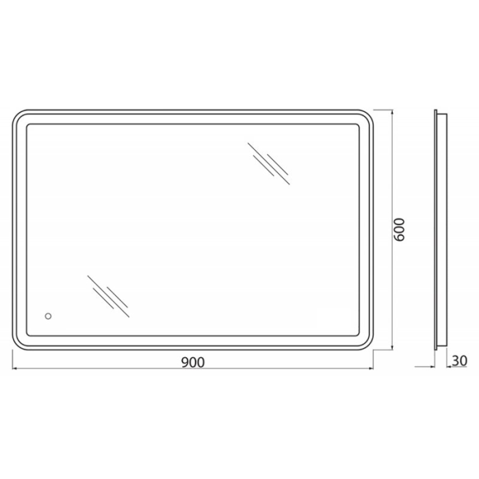 Зеркало BelBagno 90x60 SPC-MAR-900-600-LED-TCH c сенсорным выключателем и подсветкой
