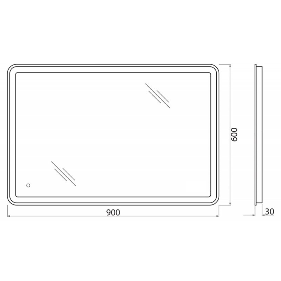 Зеркало BelBagno 90x60 SPC-MAR-900-600-LED-TCH c сенсорным выключателем и подсветкой