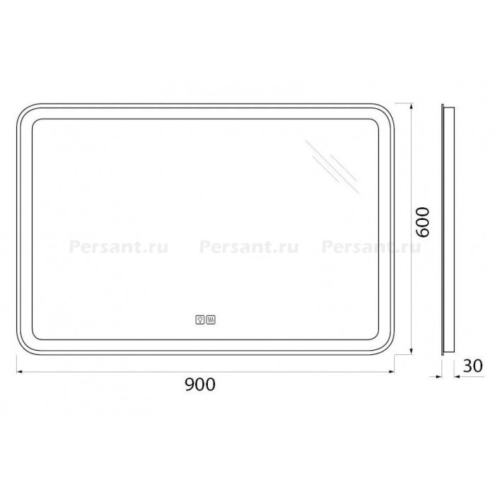 Зеркало BelBagno 90x60 SPC-MAR-900-600-LED-TCH-WARM c подсветкой и антизапотевателем