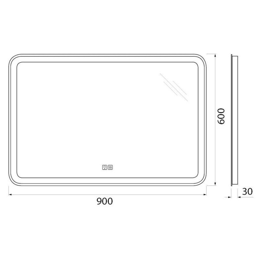 Зеркало BelBagno 90x60 SPC-MAR-900-600-LED-TCH-WARM c подсветкой и антизапотевателем