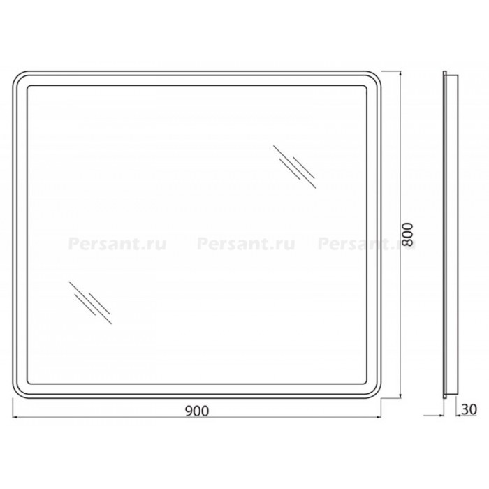 Зеркало BelBagno 90x80 SPC-MAR-900-800-LED-BTN с кнопочным выключателем и подсветкой