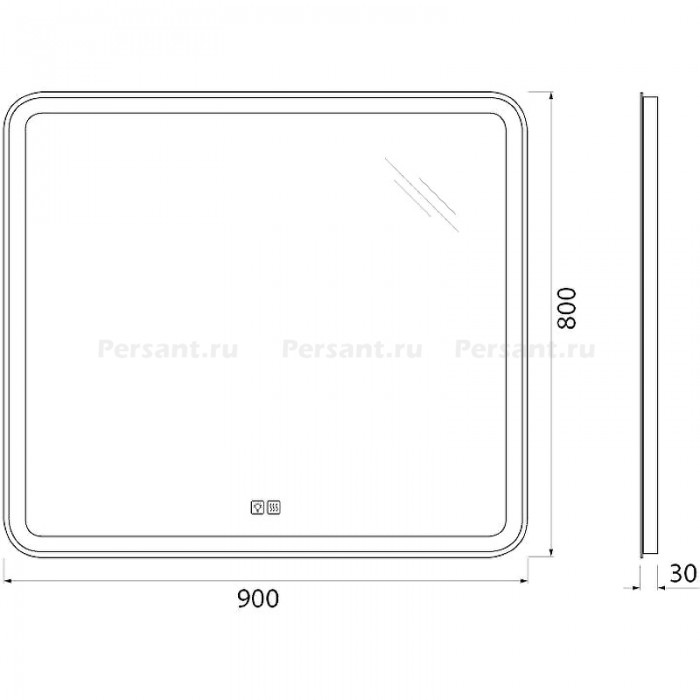 Зеркало BelBagno 90x80 SPC-MAR-900-800-LED-TCH-WARM с подсветкой и антизапотевателем
