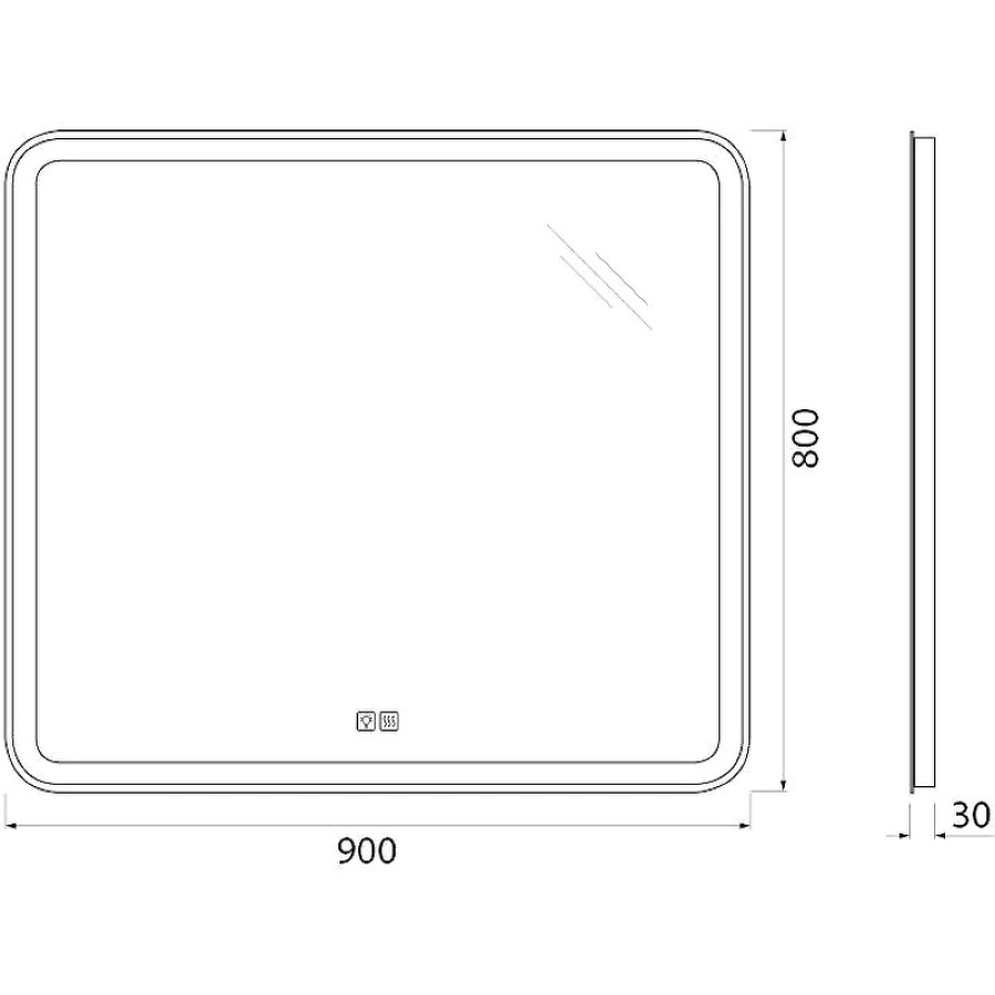 Зеркало BelBagno 90x80 SPC-MAR-900-800-LED-TCH-WARM с подсветкой и антизапотевателем