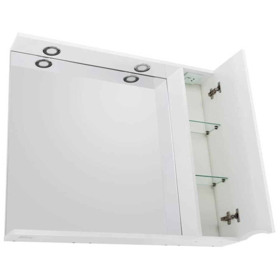 Зеркало-шкаф BelBagno Marino 90 MARINO-SPC-900/750-1A-BL-P-R с подсветкой Bianco Lucido