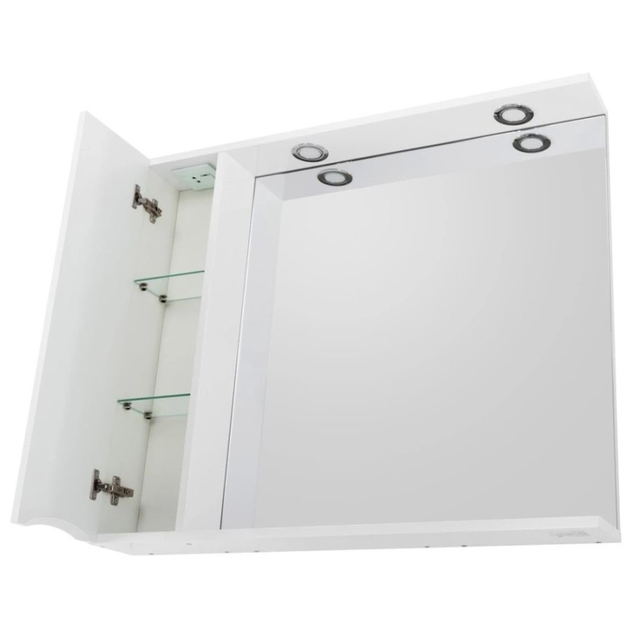 Зеркало-шкаф BelBagno Marino 90 MARINO-SPC-900/750-1A-BL-P-L с подсветкой Bianco Lucido