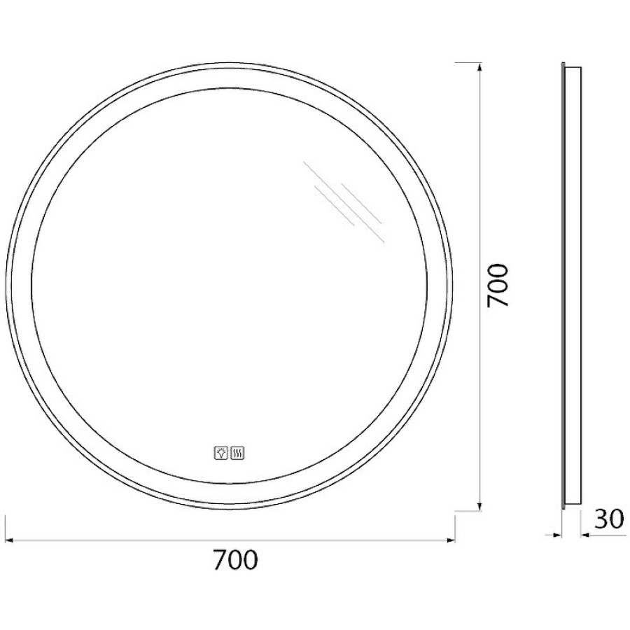 Зеркало BelBagno 70 SPC-RNG-700-LED-TCH-WARM с подсветкой и антизапотевателем