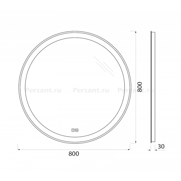 Зеркало BelBagno 80 SPC-RNG-800-LED-TCH-WARM с подсветкой и антизапотевателем