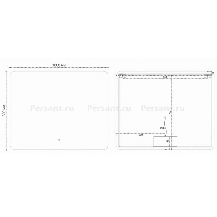 Зеркало Vincea 100x80 VLM-3BE100-2 с контурной подсветкой и антизапотевателем, сенсор
