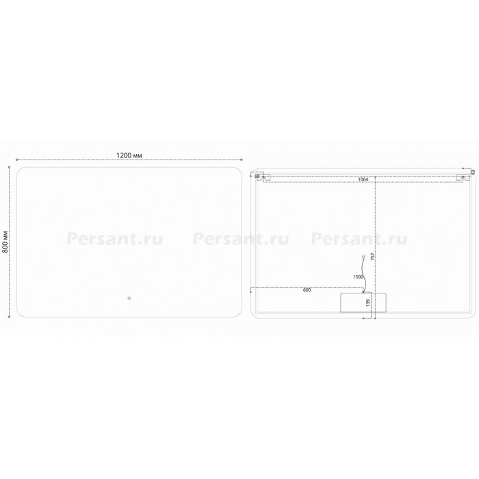 Зеркало Vincea 120x80 VLM-3BE120-2 с контурной подсветкой и антизапотевателем, сенсор