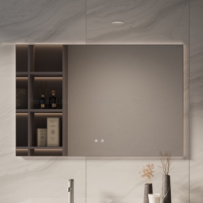 Зеркало Vincea 120x80 VLM-4F120GM-2 с подсветкой и подогревом, вороненая сталь